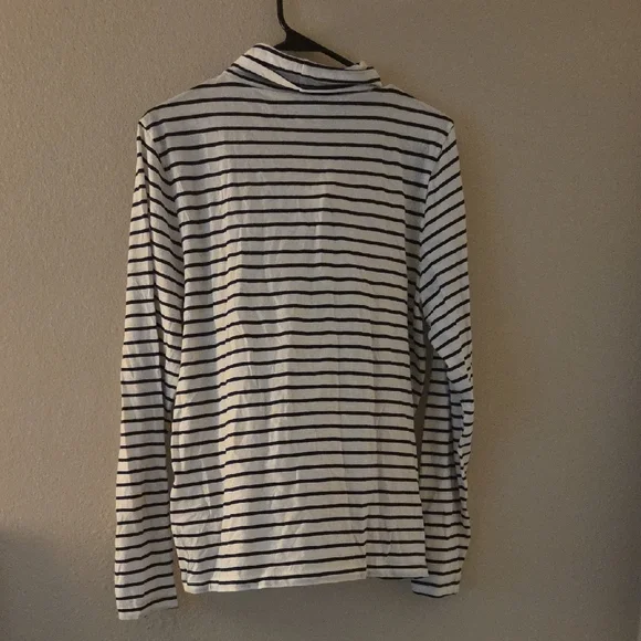 J. Crew Navy and Cream Striped Turtleneck - Picture 3 of 6